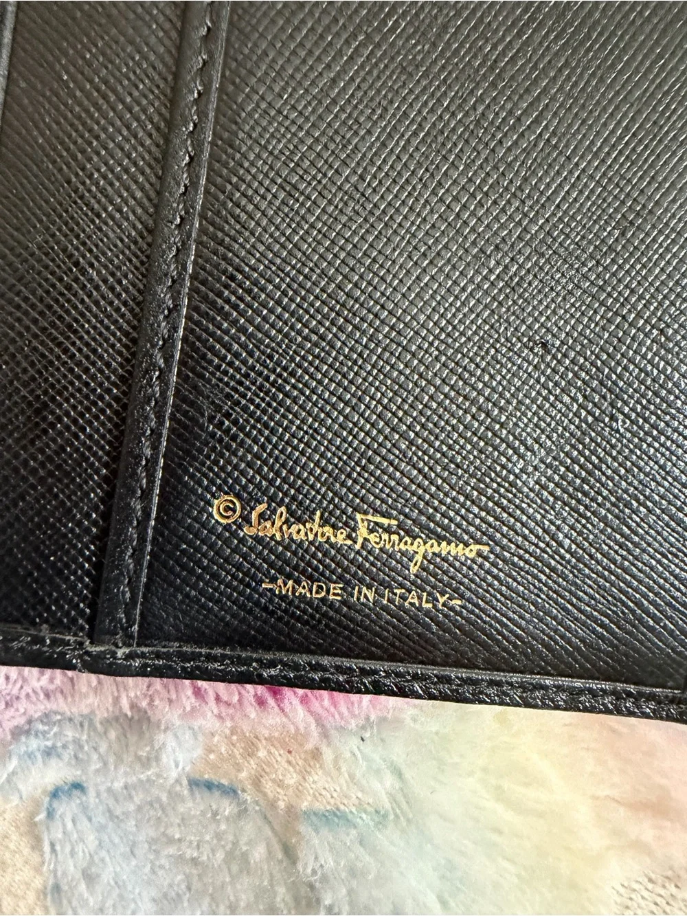 Authentic Ferragamo Black Leather Women's Long Clasp Wallet